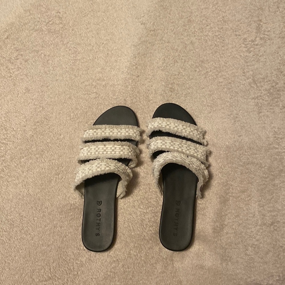 Rothy’s, white 3-strap sandals